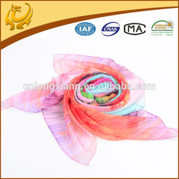 Super fina flor rosa fresco de impresión de seda bufanda de color para el verano